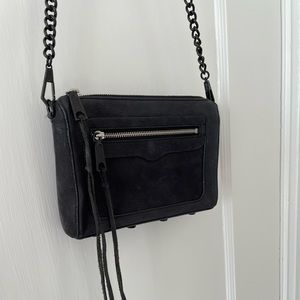 Rebecca Minkoff Avery crossbody bag black suede with black hardware